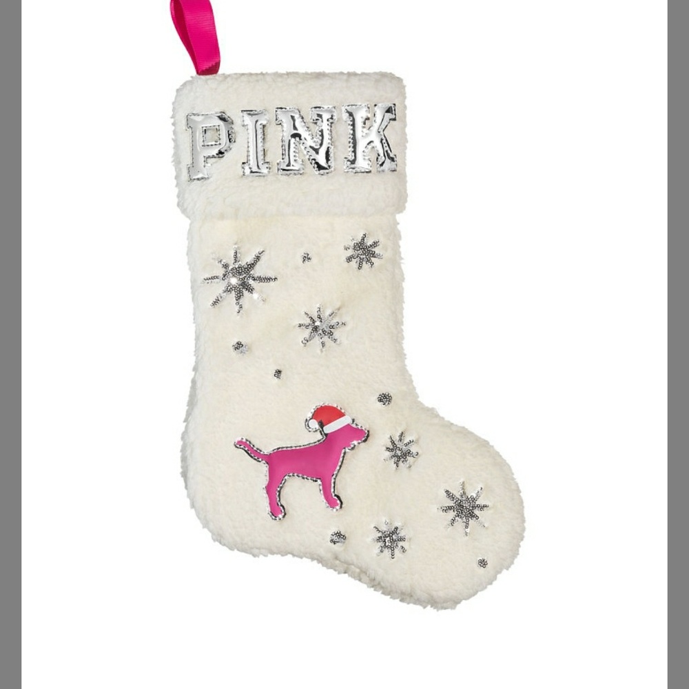 NWT VS Pink dottie claus sherpa stocking stuffer - Picture 2 of 4